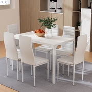 Dining Chairs & Table Dining Set 6 Chair Set Of 7 Wooden Top White
