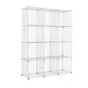 12 Cube Metal Wire Storage Cabinet - White