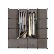 16 Compartment Cube Storage Cabinet DIY Wardrobes Orgainser Portable Sand Brown