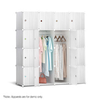 16 Cube Portable Storage Cabinet Wardrobe - White