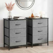 3 Drawer Tallboy Dresser Set of 2 Grey | EXTG