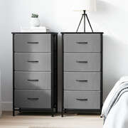  Set of 2 Chest of 4 Drawers Storage Dresser Tallboy Grey - Elegant