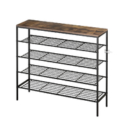 Shoe Rack 25 Pairs 5-tier Shoe Storage Organiser Shelf Metal frame Walnut