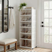 Foldable Shoe Storage Box 6 Tier 12 Pairs Entryway Premium Quality Design