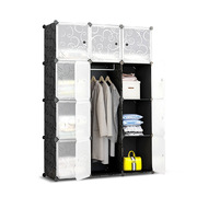 12 Cube Storage Cabinet with Hanging Bar - Black
