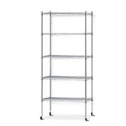 90cm 5 Tier Metal Wire Rack Shelving Unit Chrome Storage Shelves Racks Kitchen Trolley Silver