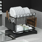 2-Tier Dish Rack with Drying Drainer and Cutlery Holder Kitchen