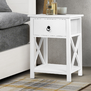 Bedside Table 1 Drawer with Shelf x2 - EMMA White