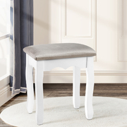 Artiss Dressing Stool Makeup Chair Bedroom Living Room Vanity Velvet Fabric Grey