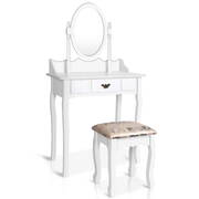 Single Drawer Dressing Table with Mirror - White
