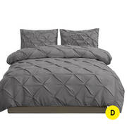 Pintuck Duvet Cover Pillow Case Set in Double Size in Charcoal