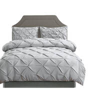 Diamond Pintuck Duvet Cover Pillow Case Set in Double Size in Grey