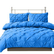 Diamond Pintuck Duvet Cover Pillow Case Set in Double Size in Navy