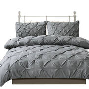 Diamond Pintuck Duvet Cover Pillow Case Set in Full Size in Charcoal