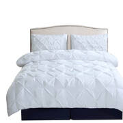 Diamond Pintuck Duvet Cover Pillow Case Set in Full Size in White