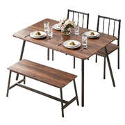 Dining Table And Chairs Set Of 4 Bench Kitchen Furniture Rustic