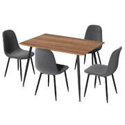 1 Dining Table and 4 Chairs Set Grey Metal