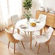 Round Dining Set 5 Piece PU Leather White | EXTG