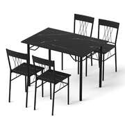 Dining Table and Chairs Set of 5 Compact Kitchen Furniture Marble Black