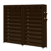 2X Shoe Rack Storage Cabinet 10 Tier Organizer Brown