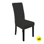 4x Stretch Elastic Chair Covers Black