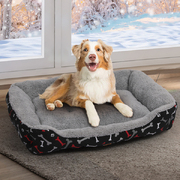Pet Dog Cat Bed Deluxe Soft Cushion Lining Warm Kennel Black Bone L