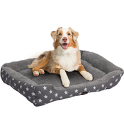 Pet Dog Cat Bed Deluxe Soft Cushion Lining Warm Kennel Grey Star L