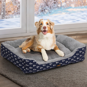 Pet Dog Cat Bed Deluxe Soft Cushion Lining Warm Kennel Navy Anchor L