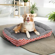 Pet Dog Cat Bed Deluxe Soft Cushion Lining Warm Kennel Orange Geo L