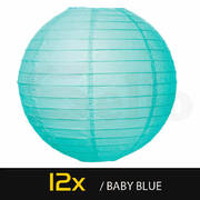 12" Paper Lanterns for Wedding Party Festival Decoration - Blue and White Colours