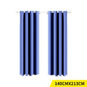 Blockout Eyelet Curtain Room Darkening 140x213cm Navy blue
