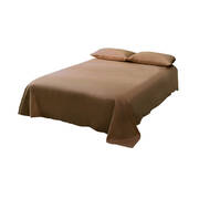 King Size 4 Piece Bed Sheet Set Flat Fitted Pillowcase Brown Colour