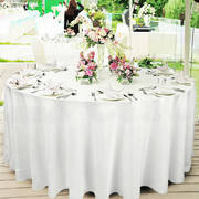 1 Pc 305cm White Round Fitted Tableclothes Hemmed Edges Trestle Event Wedding