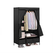 Portable Wardrobe with 3 Drawer Black