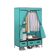 Portable Wardrobe with 3 Drawer Turqoise