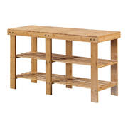 Bamboo Shoe Rack Stand Bench 3 Tier 81cm
