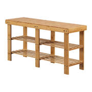 Bamboo Shoe Rack Stand Bench 3 Tier 88cm
