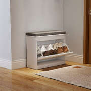 Shoe Rack Storage Bench White 60x24x51cm