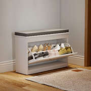 Shoe Rack Storage Bench White 75x24x51cm
