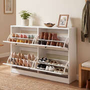 Shoe Cabinet 4 Flip Drawers Vertical Storage | EXTG
