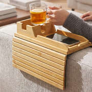 Bamboo Sofa Arm Tray Cup Holder Side Table | EXTG