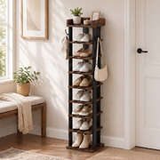 9-Tier Narrow Shoe Rack Vertical Storage Shelf | EXTG