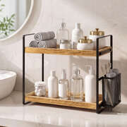 2-Tier Countertop Organiser Pine Wood Shelf | EXTG