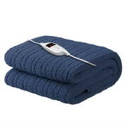 Giselle Bedding Electric Heated Throw Rug Washable Fleece Snuggle Blanket Midenight Blue
