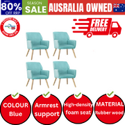 4x Armchair Lounge Sofa Chair Fabric Accent Chairs Couches Blue