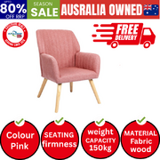 Armchair Lounge Sofa Chair Fabric Couches Pink