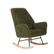 Rocking Chair Armchair Sherpa Accent Upholstered Green Living Room Seat