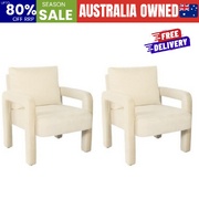 2x Velvet Armchair Accent Chair 1 Seater Lounge Sofa Beige Upholstered Seating