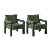 2x Velvet Armchair Accent Chair 1 Seater Lounge Sofa Green Upholstered Seating