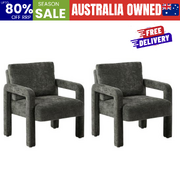 2x Velvet Armchair Accent Chair 1 Seater Lounge Sofa Grey Upholstered Seating